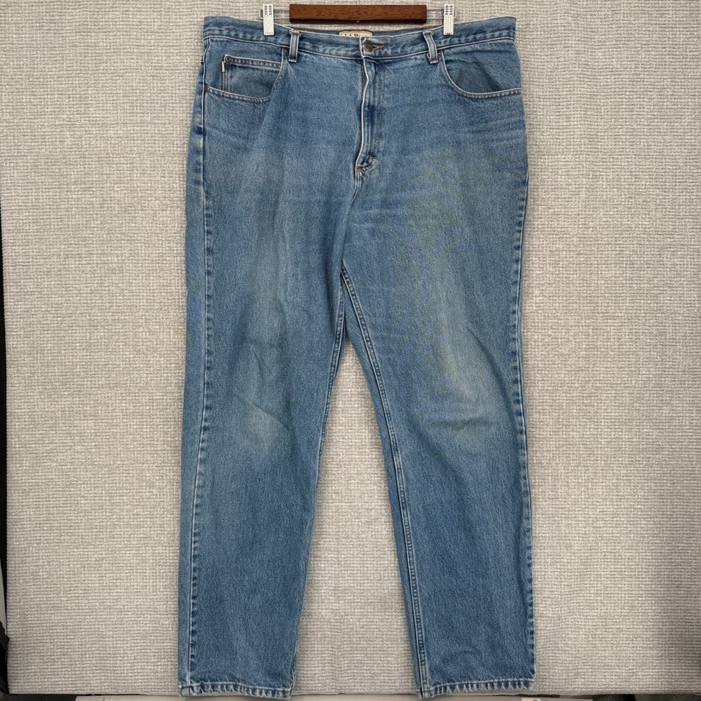 L.L.Bean Classic Fit Jeans Mens 40x34 Light Wash Denim Cotton Straight